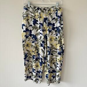 Vintage Island Traders Hibiscus Flower Print Cropped Pants Womens Large Tropical